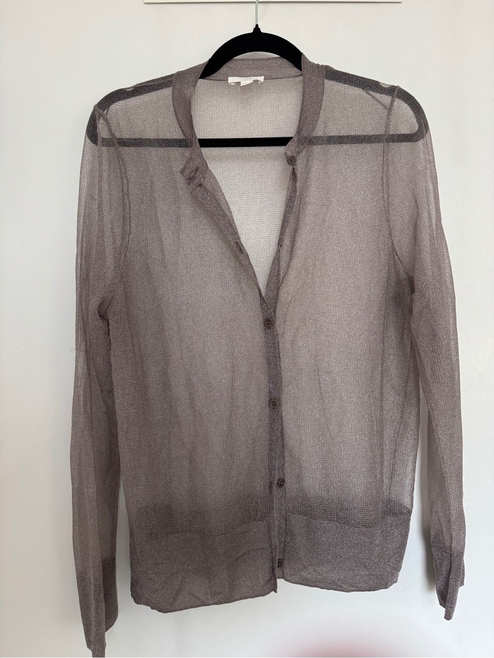 COS Sheer Taupe Lightweight Button-Front Cardigan